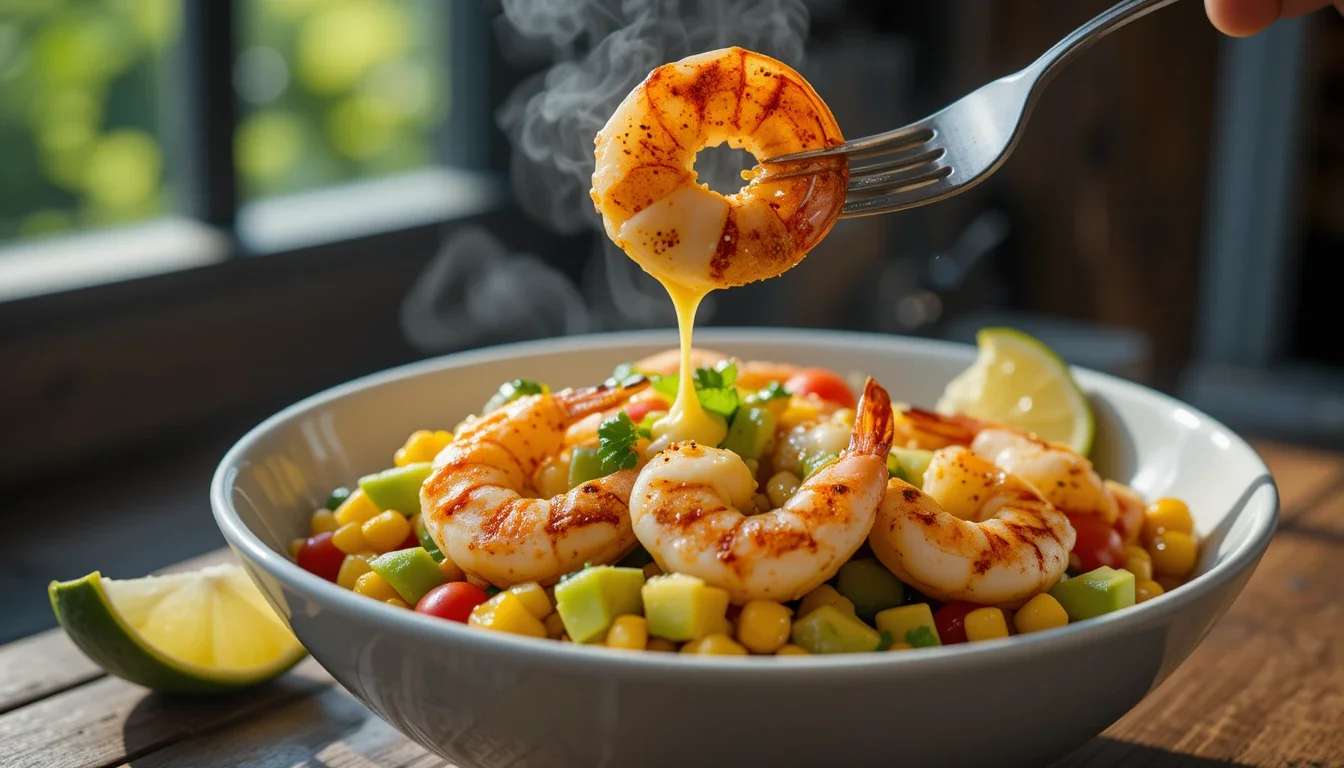 Bowl de Camarones a la Parrilla con Salsa de Aguacate, Maíz y Salsa Cremosa de Ajo 2025