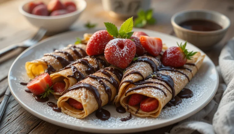 Crepes con Chocolate y Fresas